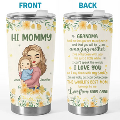 The World's Best Mom Belongs To Me - Family Personalized Custom Tumbler - Mother's Day. Baby Shower Gift. Gift For First Mom