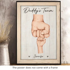 Side By Side With Daddy's Team - Family Personalized Custom Vertical Poster - Father's Day. Gift For Dad. Grandpa