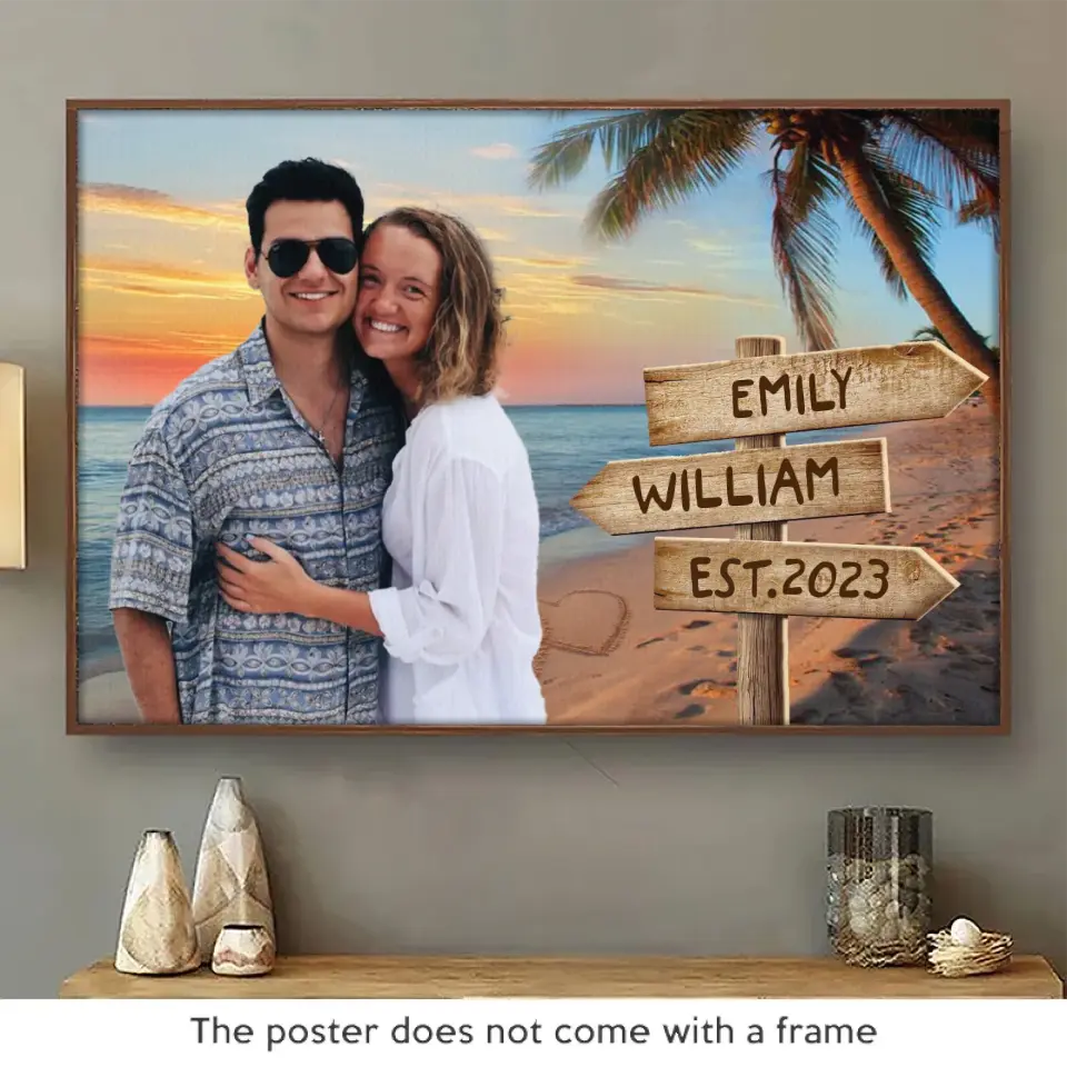 Custom Photo Where There Is Love There Is Life - Couple Personalized Custom Horizontal Poster - Gift For Husband Wife. Anniversary