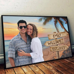 Custom Photo Where There Is Love There Is Life - Couple Personalized Custom Horizontal Poster - Gift For Husband Wife. Anniversary
