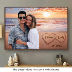 Custom Photo Happy Life With You - Couple Personalized Custom Horizontal Poster - Gift For Husband Wife. Anniversary
