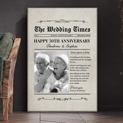 Custom Photo The Wedding Times - Couple Personalized Custom Vertical Canvas - Gift For Husband Wife. Anniversary
