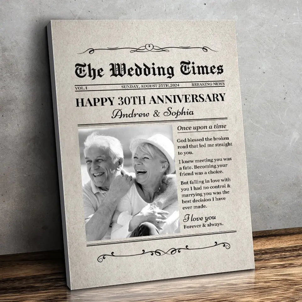 Custom Photo The Wedding Times - Couple Personalized Custom Vertical Canvas - Gift For Husband Wife. Anniversary