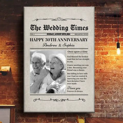 Custom Photo The Wedding Times - Couple Personalized Custom Vertical Canvas - Gift For Husband Wife. Anniversary