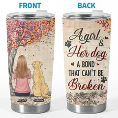 A Bond That Can't Be Broken - Dog & Cat Memorial Personalized Custom Tumbler - Sympathy Gift For Pet Owners. Pet Lovers