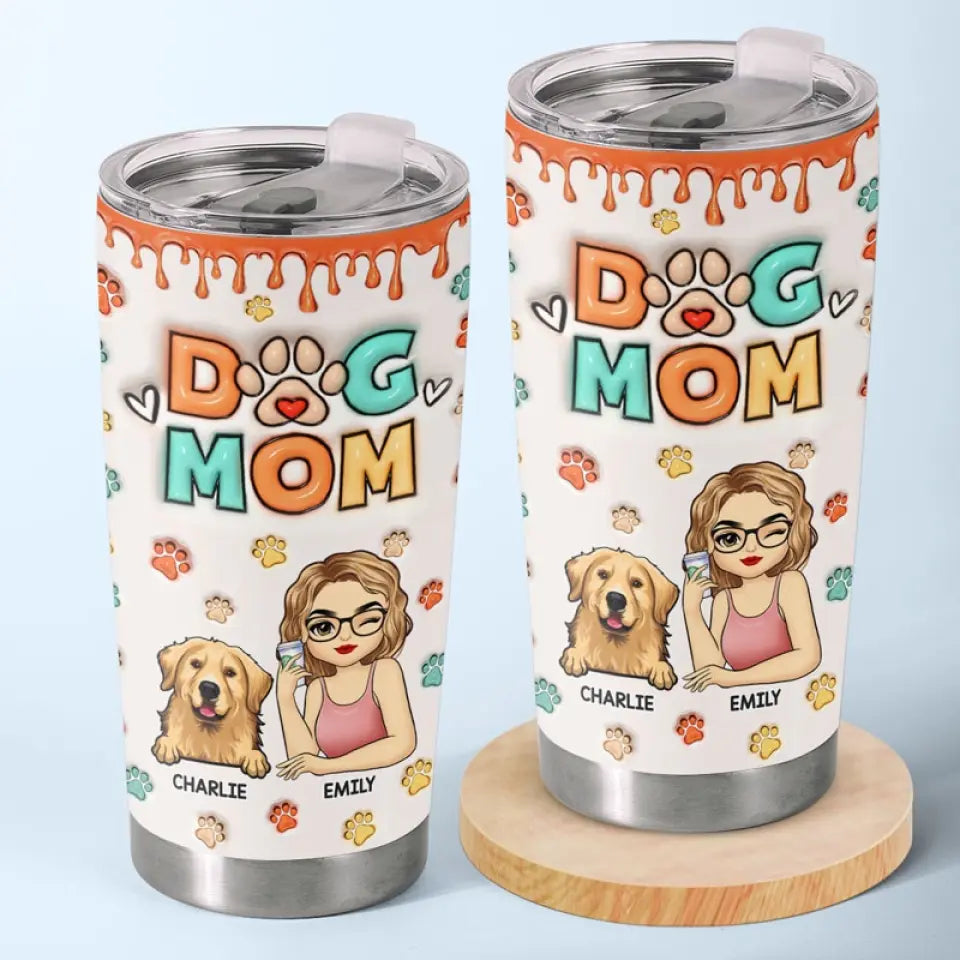 Fur. Love. And Cuddles - Dog & Cat Personalized Custom 3D Inflated Effect Printed Tumbler - Gift For Pet Owners. Pet Lovers