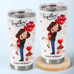 My Favorite Fairytale Is Our Love Story - Couple Personalized Custom Tumbler - Gift For Husband Wife. Anniversary