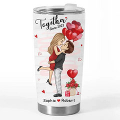 My Favorite Fairytale Is Our Love Story - Couple Personalized Custom Tumbler - Gift For Husband Wife. Anniversary