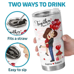 My Favorite Fairytale Is Our Love Story - Couple Personalized Custom Tumbler - Gift For Husband Wife. Anniversary