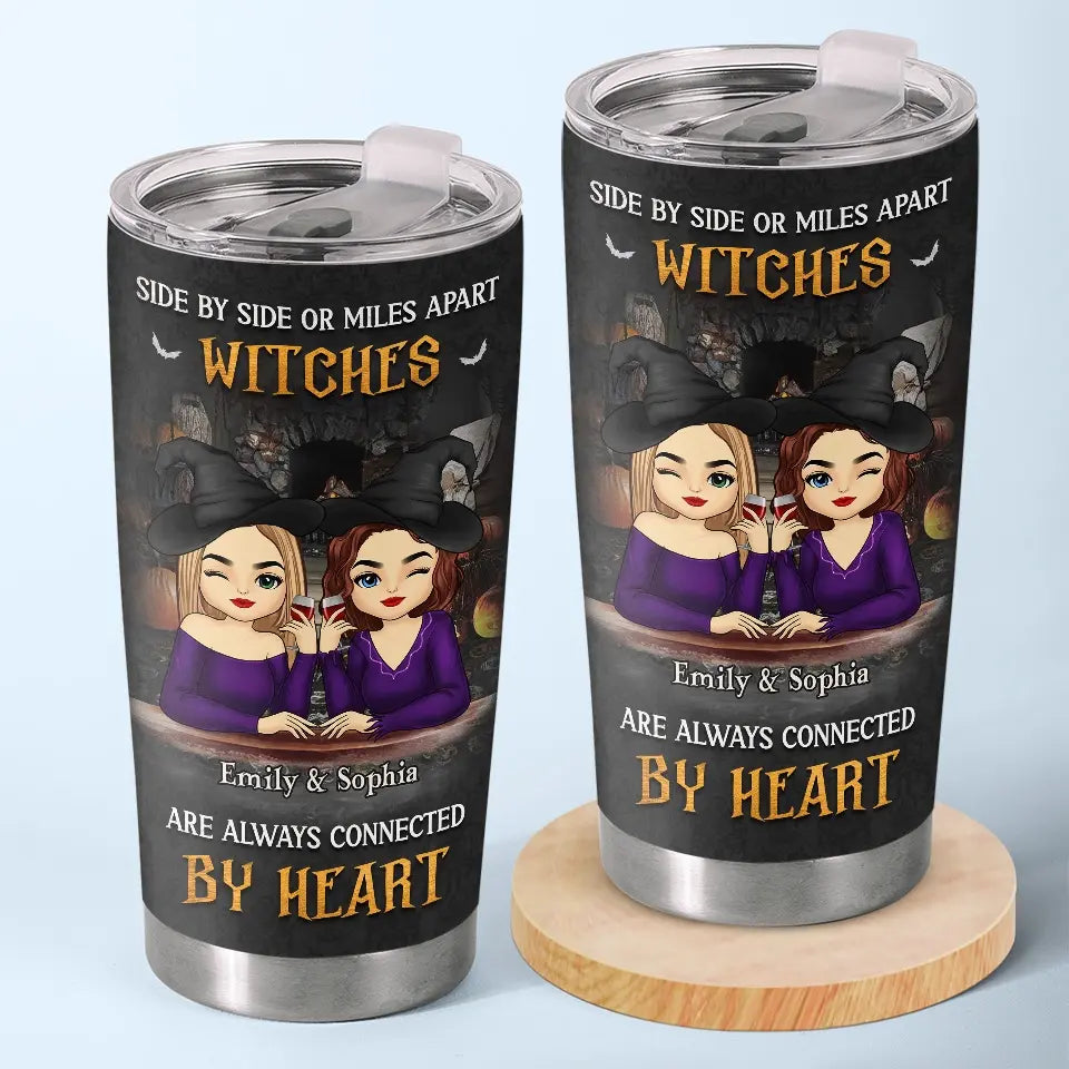 Cheers To The Spooky Season With Your Bestie By Your Side - Bestie Personalized Custom Tumbler - Halloween Gift For Best Friends. BFF. Sisters