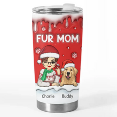 Furry And Festive - Dog & Cat Personalized Custom 3D Inflated Effect Printed Tumbler - Christmas Gift For Pet Owners. Pet Lovers
