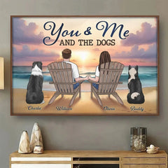 Four Paws. Two Hearts. One Family - Dog & Cat Personalized Custom Horizontal Poster - Christmas Gift For Couples. Pet Owners. Pet Lovers