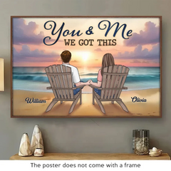 Four Paws. Two Hearts. One Family - Dog & Cat Personalized Custom Horizontal Poster - Christmas Gift For Couples. Pet Owners. Pet Lovers