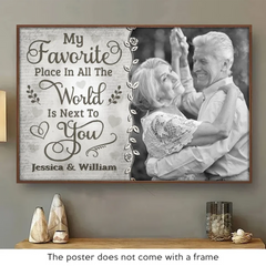 Custom Photo With You. Love Feels Like Home - Couple Personalized Custom Horizontal Poster - Gift For Husband Wife. Anniversary