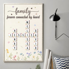 Forever Connected By Heart - Family Personalized Custom Vertical Poster - Gift For Family Members. Siblings. Brothers. Sisters. Best Friends