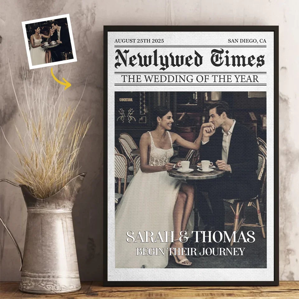 Custom Photo Newlywed Times. The Wedding Of The Year - Couple Personalized Custom Vertical Poster - Gift For Husband Wife. Anniversary