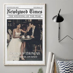 Custom Photo Newlywed Times. The Wedding Of The Year - Couple Personalized Custom Vertical Poster - Gift For Husband Wife. Anniversary