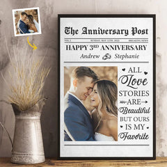 Custom Photo All Love Stories Are Beautiful But Ours Is My Favorite - Couple Personalized Custom Vertical Poster - Gift For Husband Wife. Anniversary