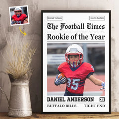 Custom Photo Rookie Today. Champion Tomorrow - American Football Personalized Custom Vertical Poster - Gift For Sport Lovers. Sport Players