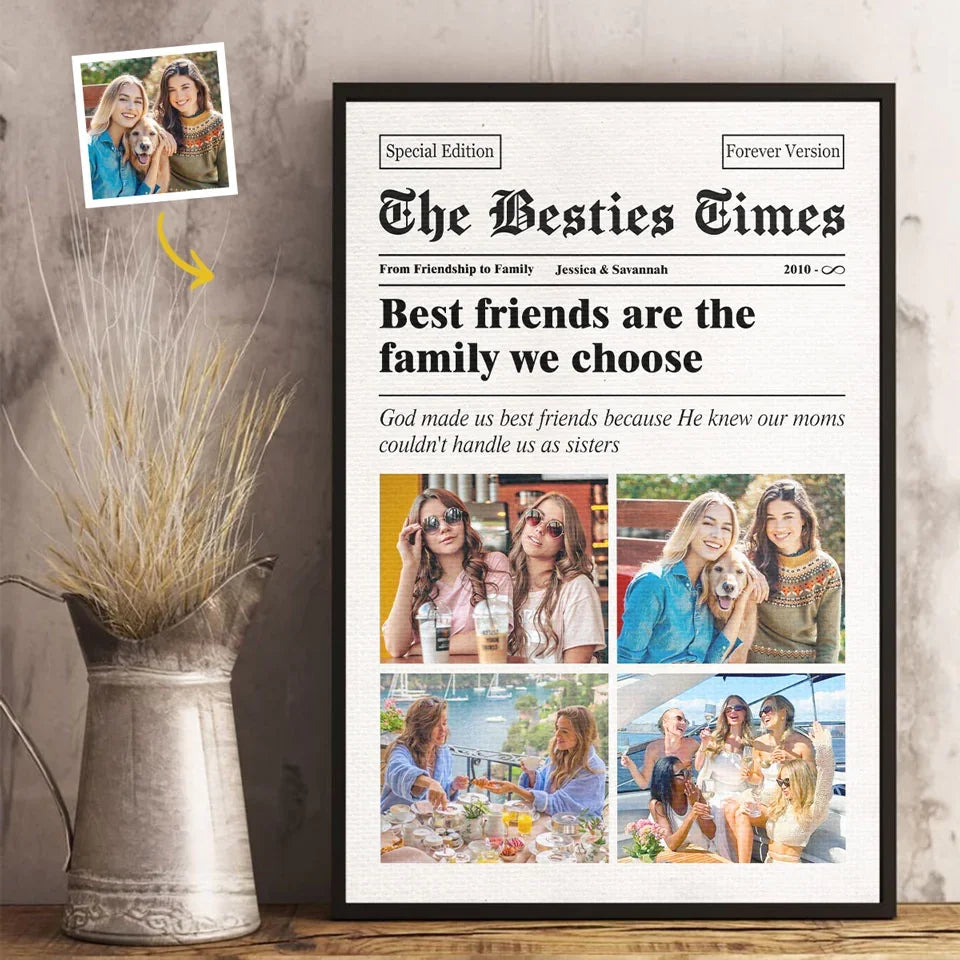 Custom Photo The Besties Times - Bestie Personalized Custom Vertical Poster - Gift For Best Friends. BFF. Sisters