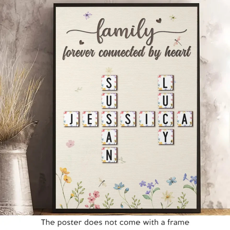 Forever Connected By Heart - Family Personalized Custom Vertical Poster - Gift For Family Members. Siblings. Brothers. Sisters. Best Friends