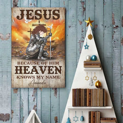 Because Of Him Heaven Knows My Name - Family Personalized Custom Vertical Poster - Gift For Yourself. Best Friends. Siblings. Family Members