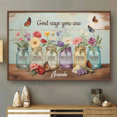 God Says You Are - Family Personalized Custom Horizontal Poster - Gift For Yourself. Best Friends. Siblings. Family Members