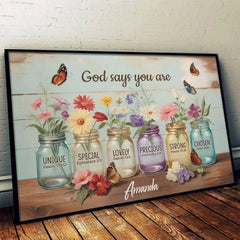God Says You Are - Family Personalized Custom Horizontal Poster - Gift For Yourself. Best Friends. Siblings. Family Members