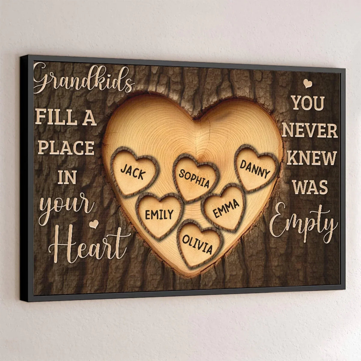 The Love For Grandkids Fills Your Heart Endlessly - Family Personalized Custom Horizontal Poster - Gift For Grandma. Grandpa. Grandkid