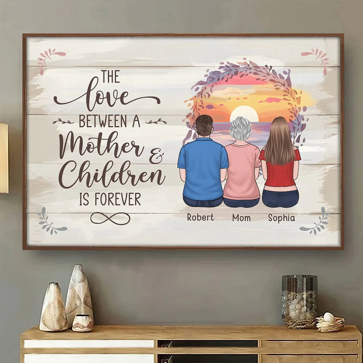 Forever Wrapped In A Mother's Love - Family Personalized Custom Horizontal Poster - Gift For Mom