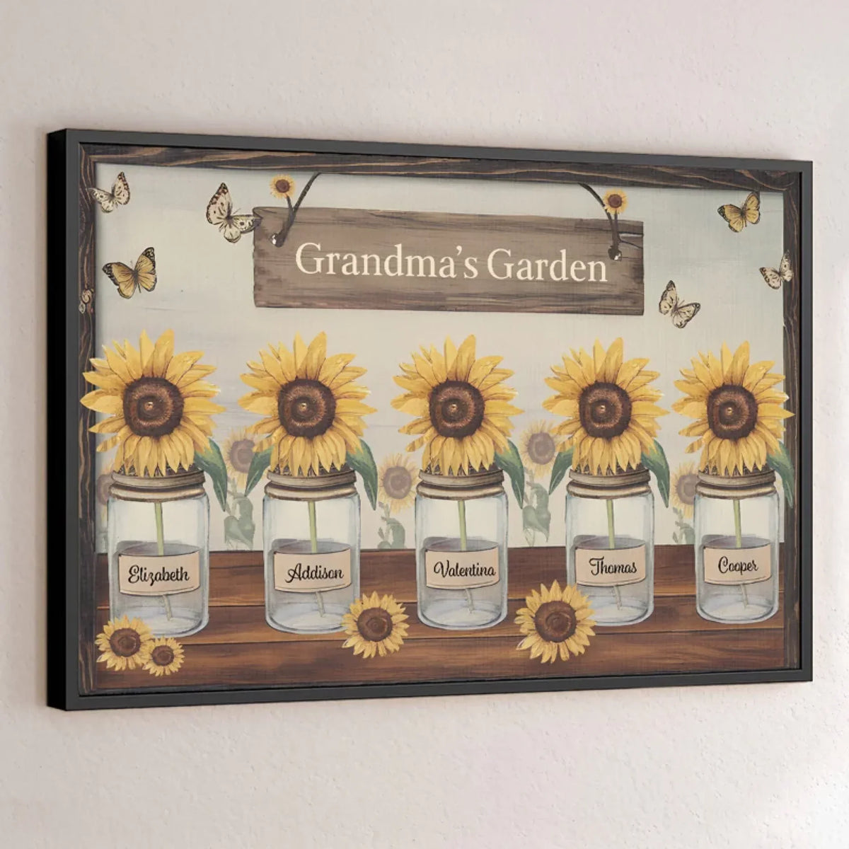 Grandma's Garden Is Where Memories Bloom - Family Personalized Custom Horizontal Poster - Gift For Mom. Grandma