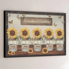 Grandma's Garden Is Where Memories Bloom - Family Personalized Custom Horizontal Poster - Gift For Mom. Grandma