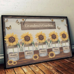 Grandma's Garden Is Where Memories Bloom - Family Personalized Custom Horizontal Poster - Gift For Mom. Grandma