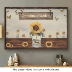 Grandma's Garden Is Where Memories Bloom - Family Personalized Custom Horizontal Poster - Gift For Mom. Grandma