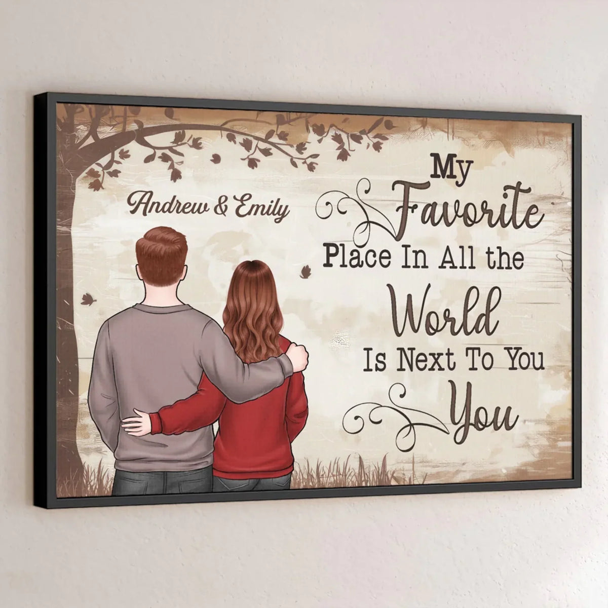 With You. I Am Always At Peace - Couple Personalized Custom Horizontal Poster - Gift For Husband Wife. Anniversary
