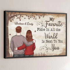 With You. I Am Always At Peace - Couple Personalized Custom Horizontal Poster - Gift For Husband Wife. Anniversary