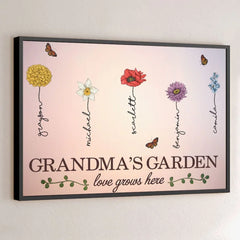 When Love Grows Here - Family Personalized Custom Horizontal Poster - Gift For Mom. Grandma