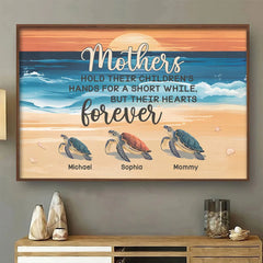 Like A Turtle. A Mom Carries Her World On Her Back - Family Personalized Custom Horizontal Poster - Gift For Mom