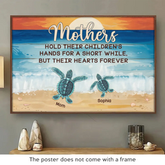 Mama Turtle And Her Hatchlings. Forever Traveling Together - Family Personalized Custom Horizontal Poster - Gift For Mom