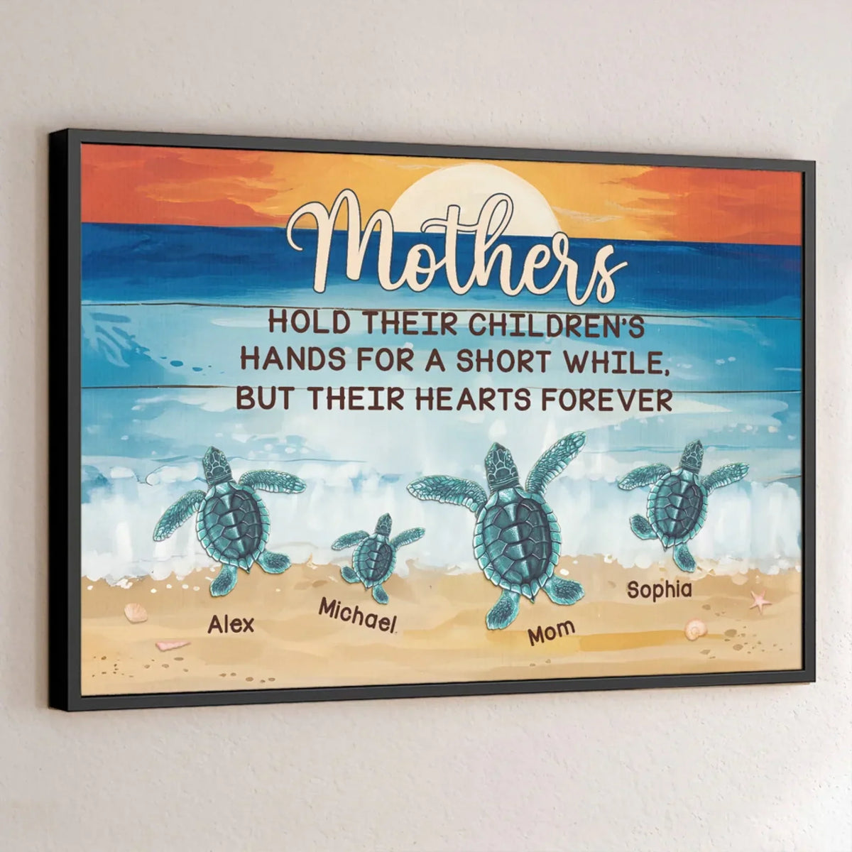 Mama Turtle And Her Hatchlings. Forever Traveling Together - Family Personalized Custom Horizontal Poster - Gift For Mom