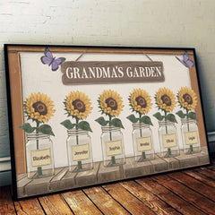 She Plants Seeds Of Love And Watches Her Family Bloom - Family Personalized Custom Horizontal Poster - Gift For Mom. Grandma