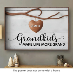 Grandkids Are The Heart Of A Family - Family Personalized Custom Horizontal Poster - Gift For Mom. Grandma