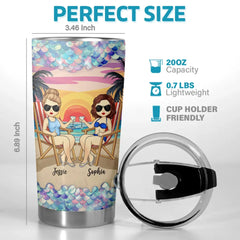Waves. Wine. And My Partner In Crime - Bestie Personalized Custom Tumbler -  Gift For Best Friends. BFF. Sisters