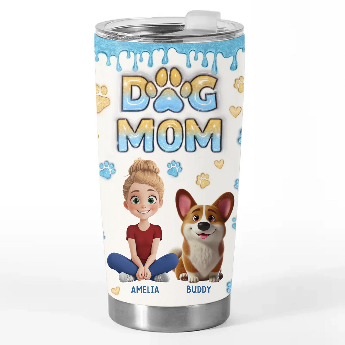One Heart. Two Tails. Endless Love - Dog & Cat Personalized Custom 3D Inflated Effect Printed Tumbler - Gift For Pet Owners. Pet Lovers