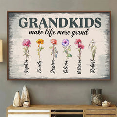 Blessed With Grandkids. Blessed With Love - Family Personalized Custom Horizontal Poster - Gift For Mom. Grandma