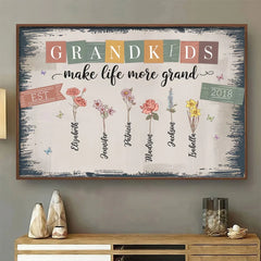 Grandkids Make The World Brighter - Family Personalized Custom Horizontal Poster - Gift For Mom. Grandma