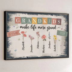 Grandkids Make The World Brighter - Family Personalized Custom Horizontal Poster - Gift For Mom. Grandma