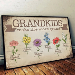 Made Grand By My Grandkids - Family Personalized Custom Horizontal Poster - Gift For Mom. Grandma