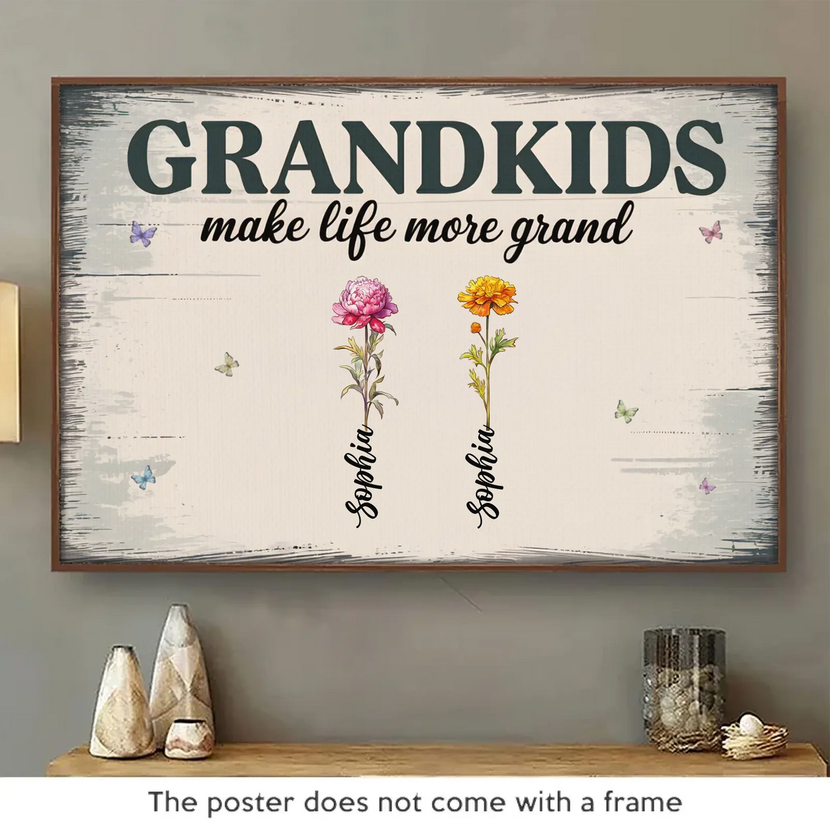 Blessed With Grandkids. Blessed With Love - Family Personalized Custom Horizontal Poster - Gift For Mom. Grandma