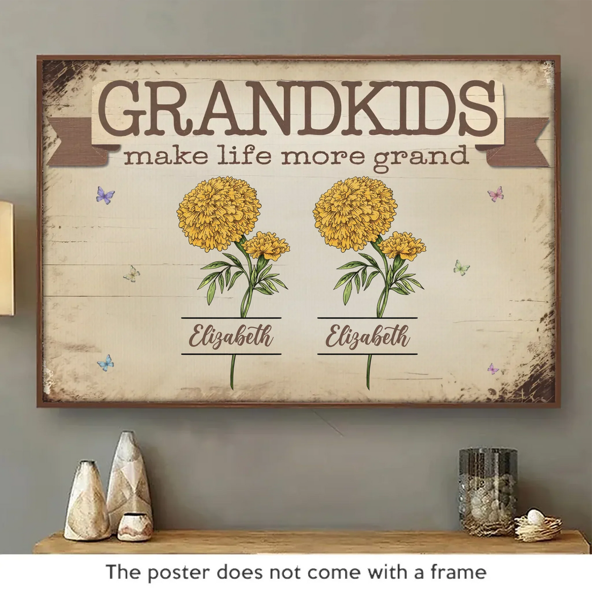 Made Grand By My Grandkids - Family Personalized Custom Horizontal Poster - Gift For Mom. Grandma